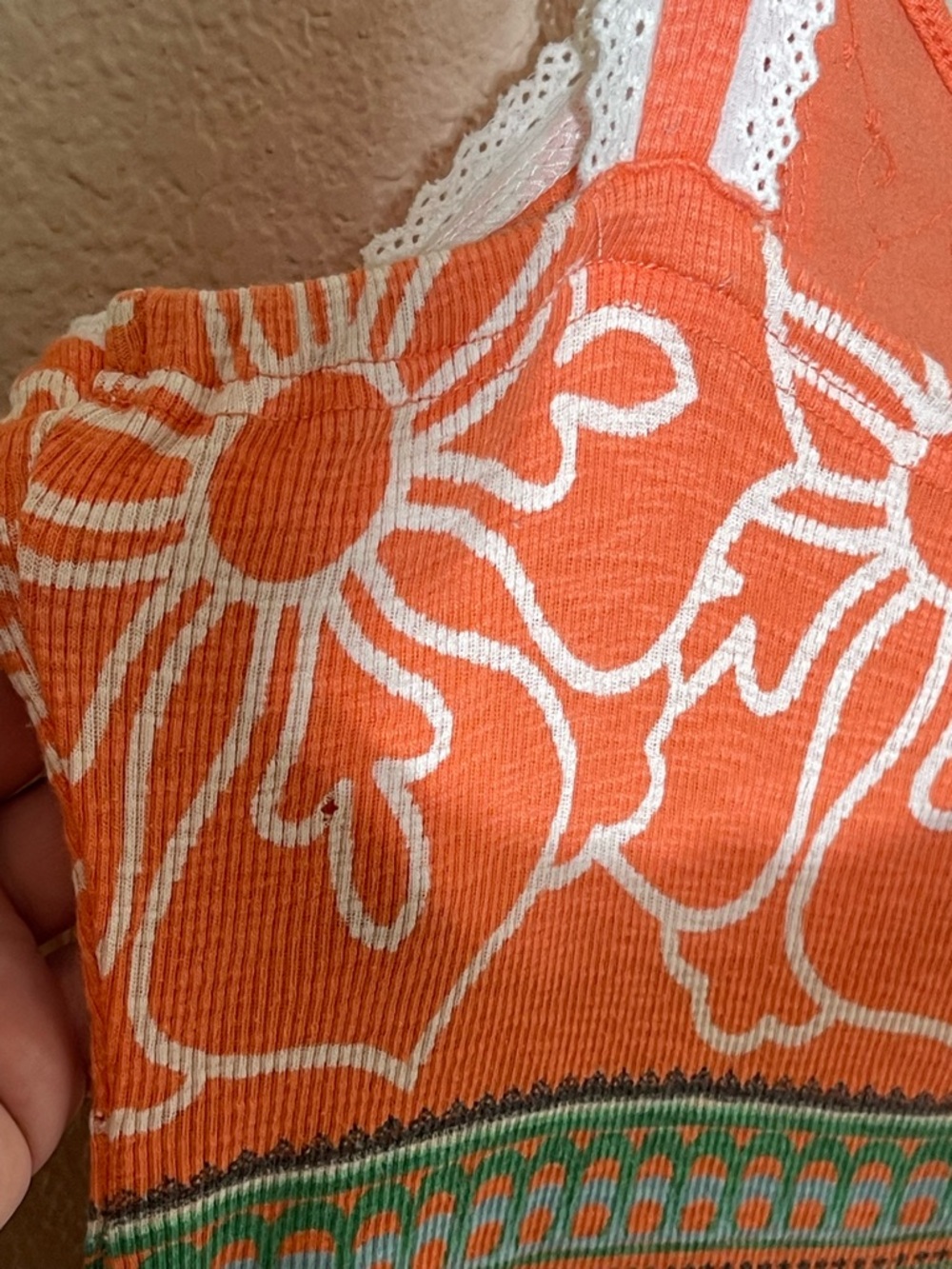 Miss Me Orange and Cream Crochet Detail Top - Picture 4 of 6